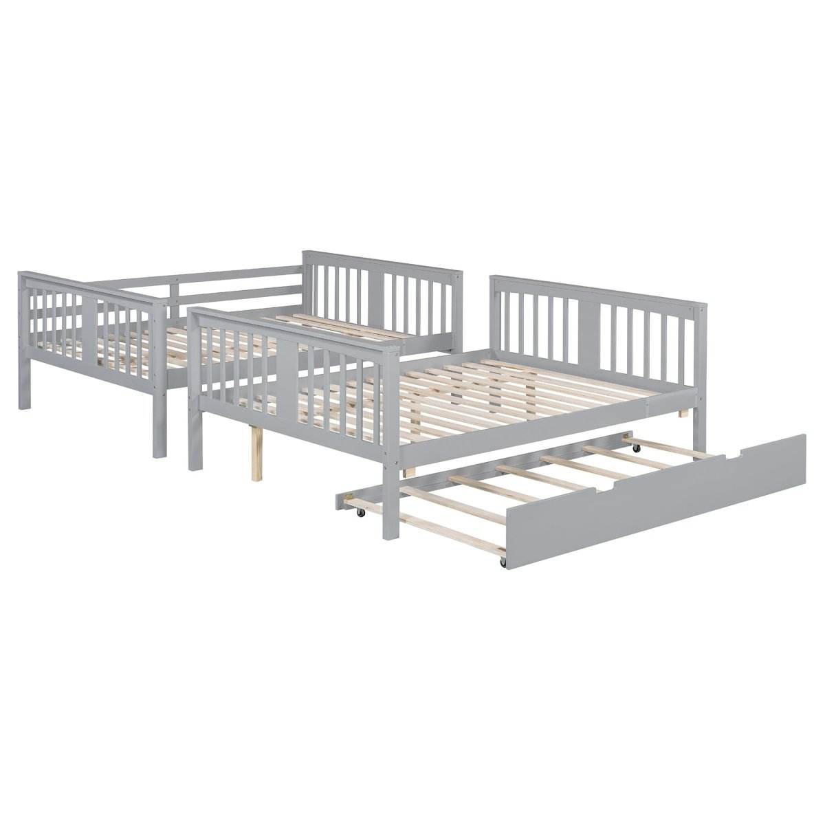Full Over Full Bunk Bed With Twin Trundle Ladder - Sleep Galleria