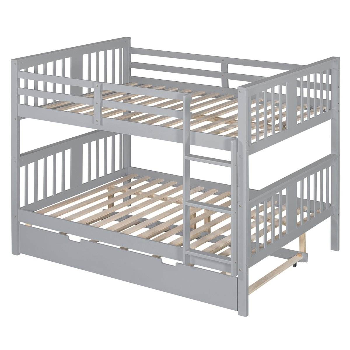 Full Over Full Bunk Bed With Twin Trundle Ladder - Sleep Galleria