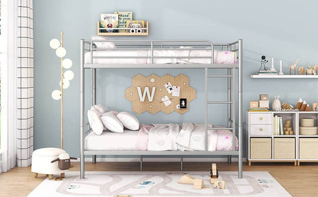 Full Over Full Iron Frame Silver Bunk Bed - Sleep Galleria
