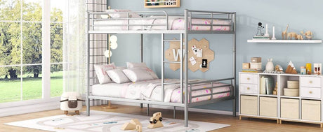 Full Over Full Iron Frame Silver Bunk Bed - Sleep Galleria