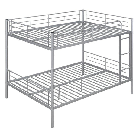 Full Over Full Iron Frame Silver Bunk Bed - Sleep Galleria