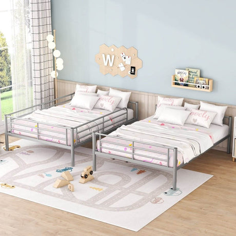 Full Over Full Iron Frame Silver Bunk Bed - Sleep Galleria