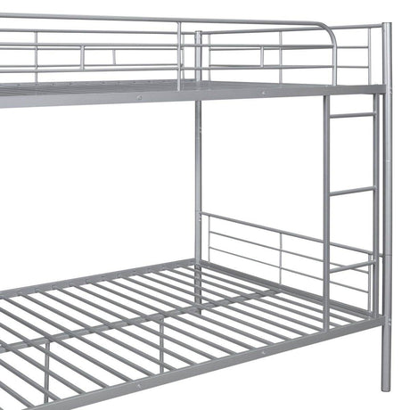Full Over Full Iron Frame Silver Bunk Bed - Sleep Galleria