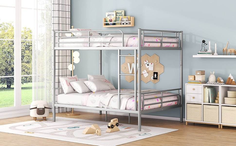 Full Over Full Iron Frame Silver Bunk Bed - Sleep Galleria