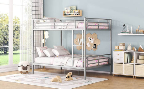 Full Over Full Iron Frame Silver Bunk Bed - Sleep Galleria