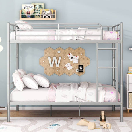 Full Over Full Iron Frame Silver Bunk Bed - Sleep Galleria