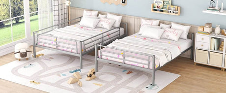 Full Over Full Iron Frame Silver Bunk Bed - Sleep Galleria