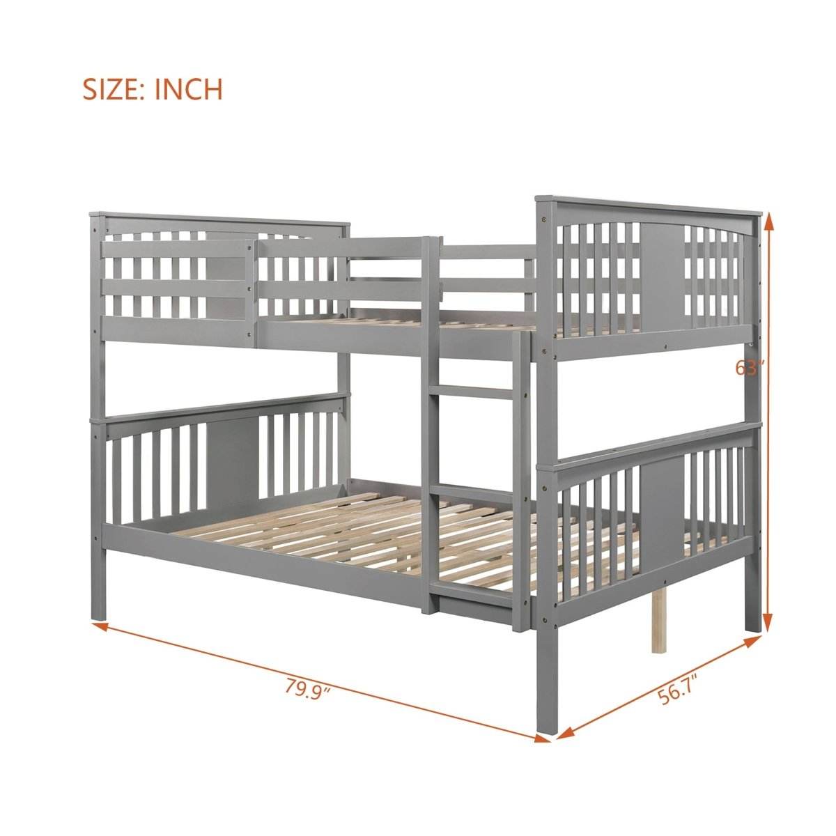 Full Over Full Solid Wood Bunk Bed Frame - Sleep Galleria