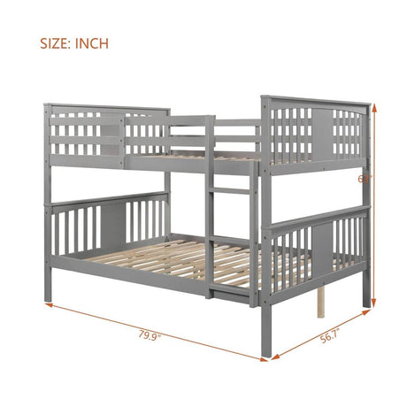 Full Over Full Solid Wood Bunk Bed Frame - Sleep Galleria