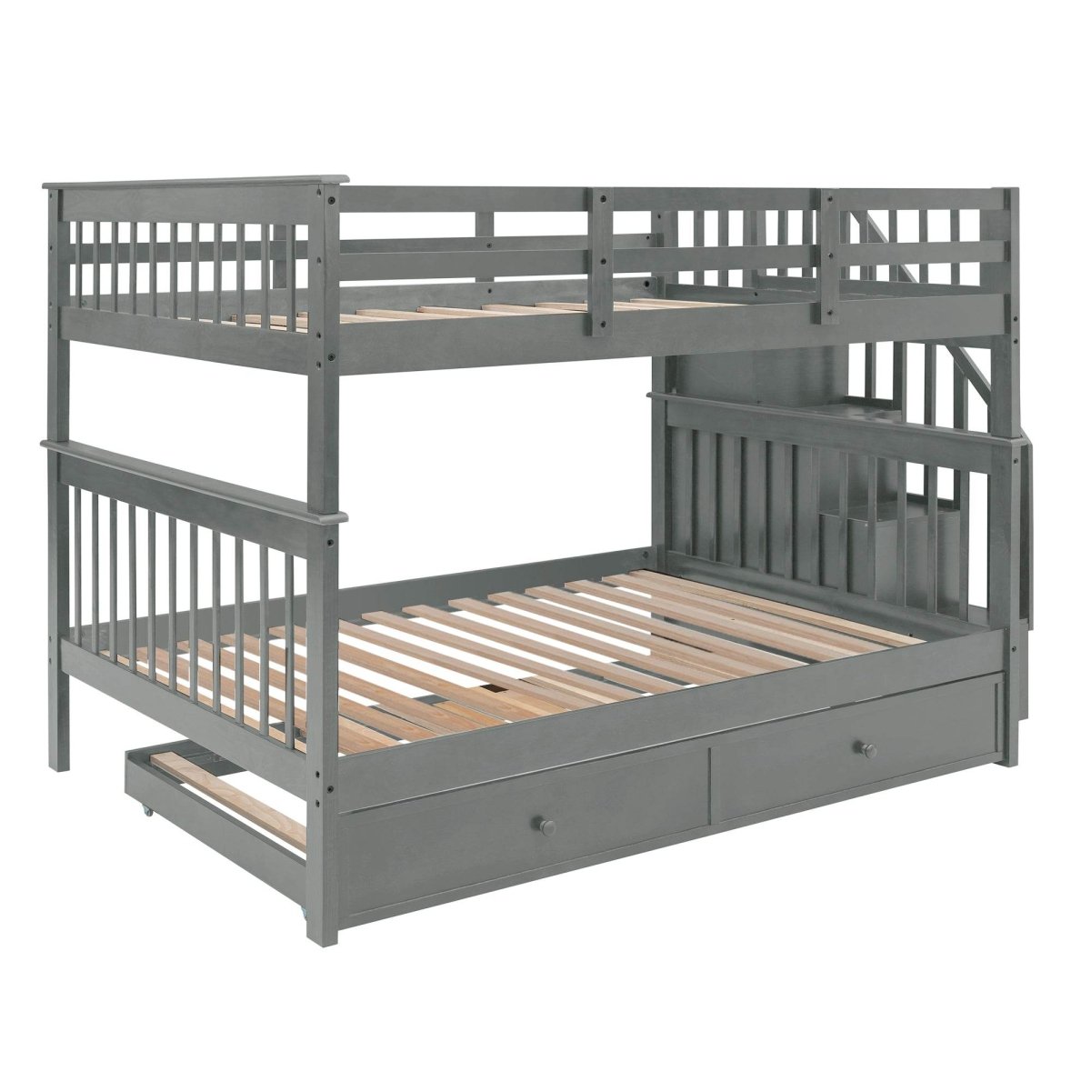 Full Over Full Solid Wood Bunk Bed With Trundle - Sleep Galleria