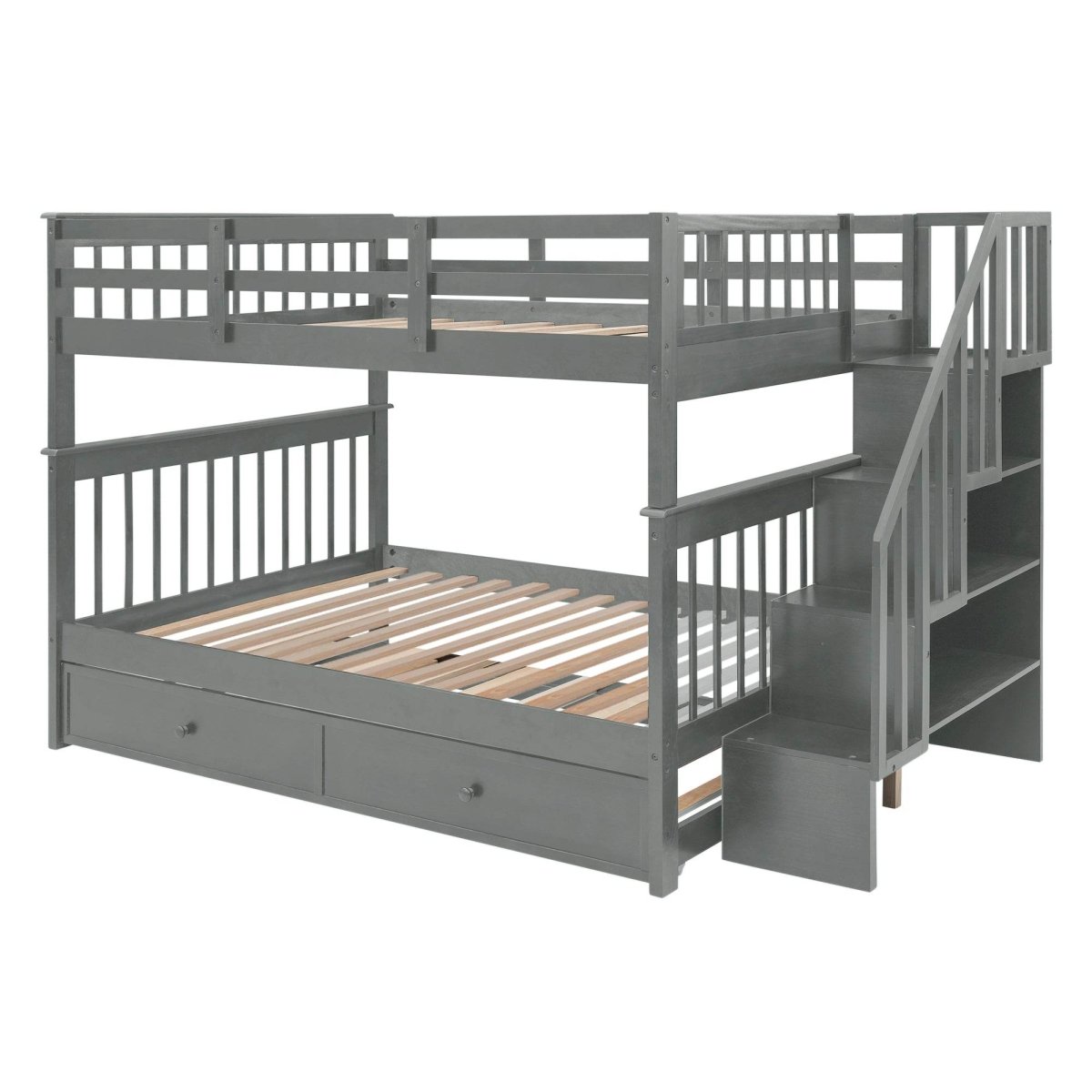 Full Over Full Solid Wood Bunk Bed With Trundle - Sleep Galleria