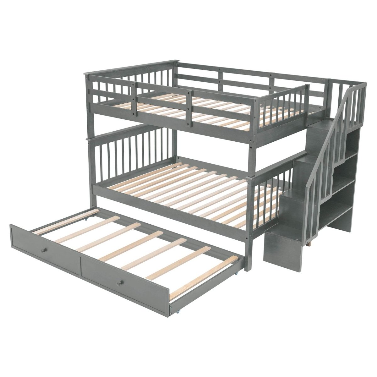 Full Over Full Solid Wood Bunk Bed With Trundle - Sleep Galleria