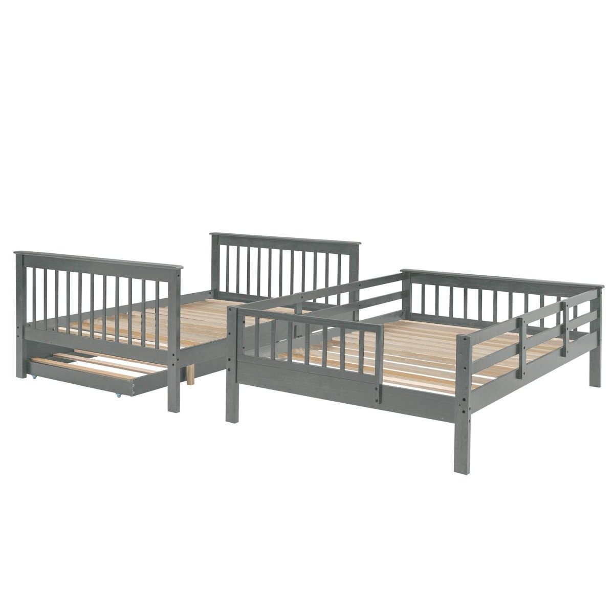 Full Over Full Solid Wood Bunk Bed With Trundle - Sleep Galleria