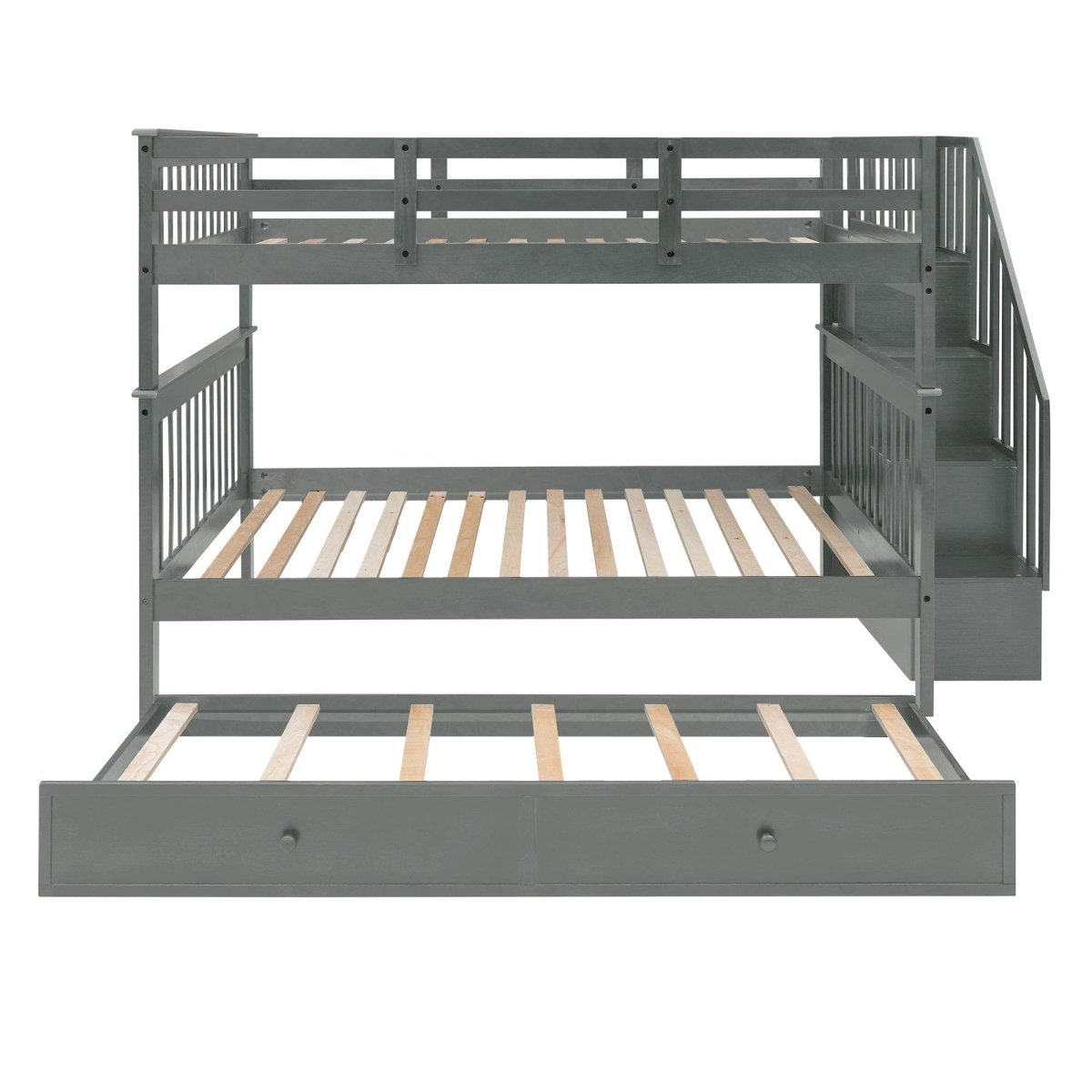 Full Over Full Solid Wood Bunk Bed With Trundle - Sleep Galleria