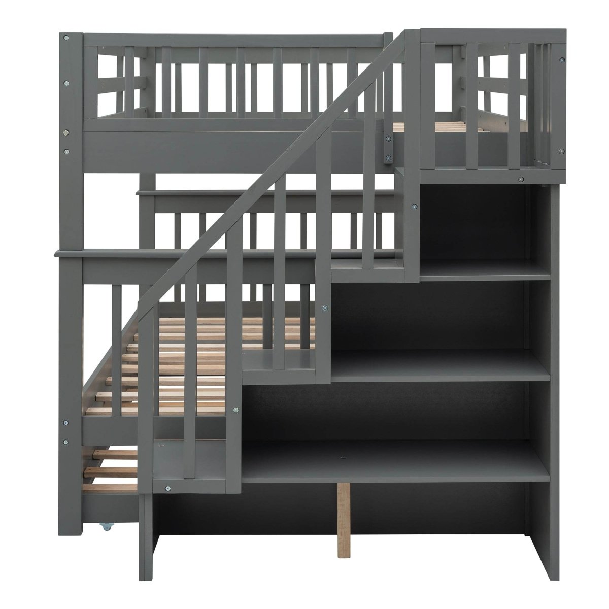 Full Over Full Solid Wood Bunk Bed With Trundle - Sleep Galleria