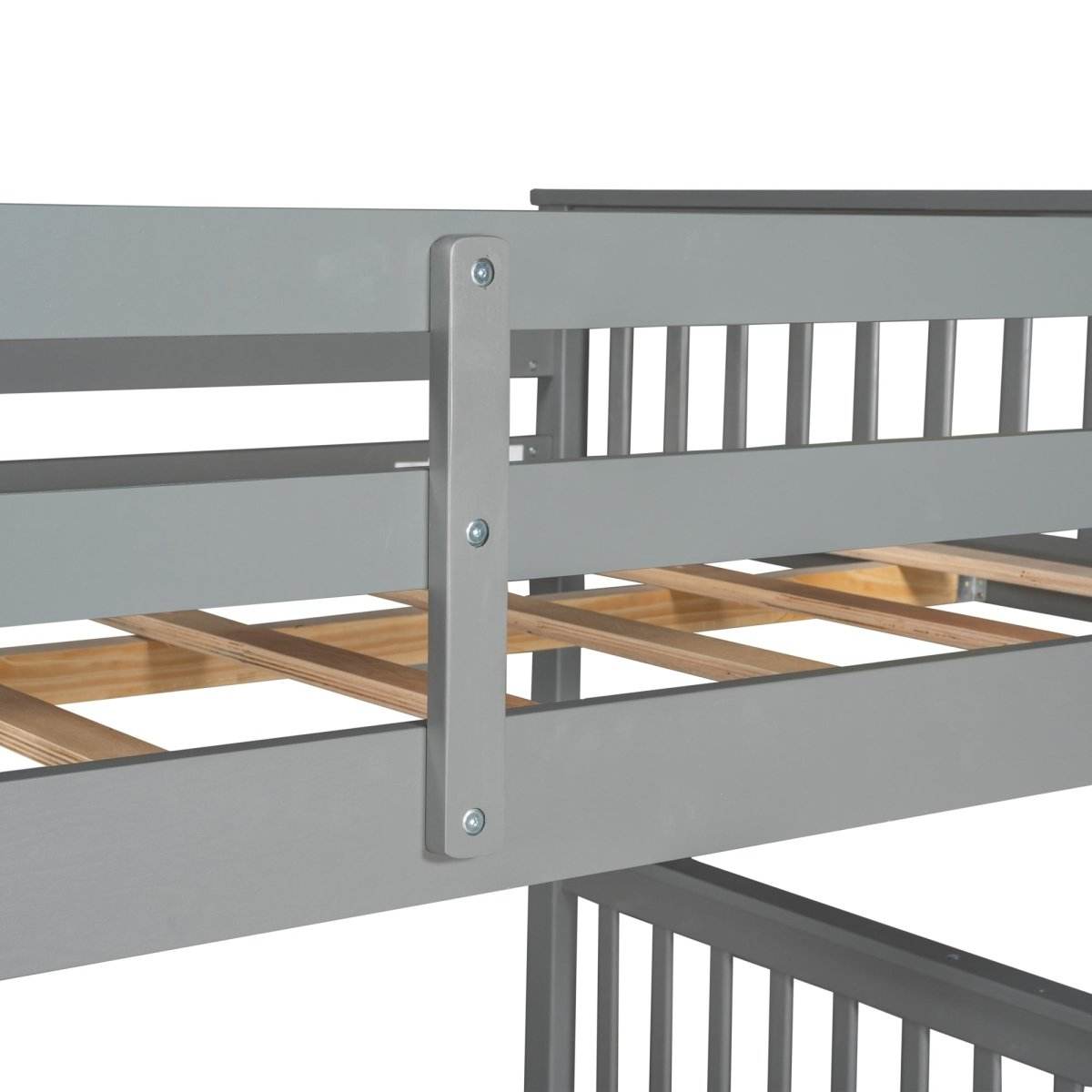 Full-Over-Full Solid Wood Gray Bunk Bed With Storage Drawers - Sleep Galleria