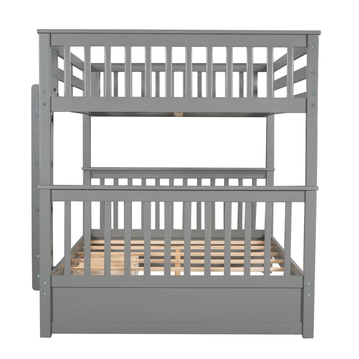 Full-Over-Full Solid Wood Gray Bunk Bed With Storage Drawers - Sleep Galleria