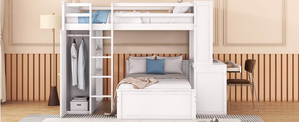 Full Over Twin Solid Wood Loft Bed With Desk - Sleep Galleria