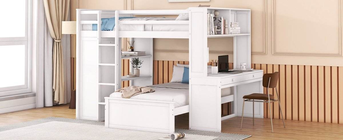 Full Over Twin Solid Wood Loft Bed With Desk - Sleep Galleria