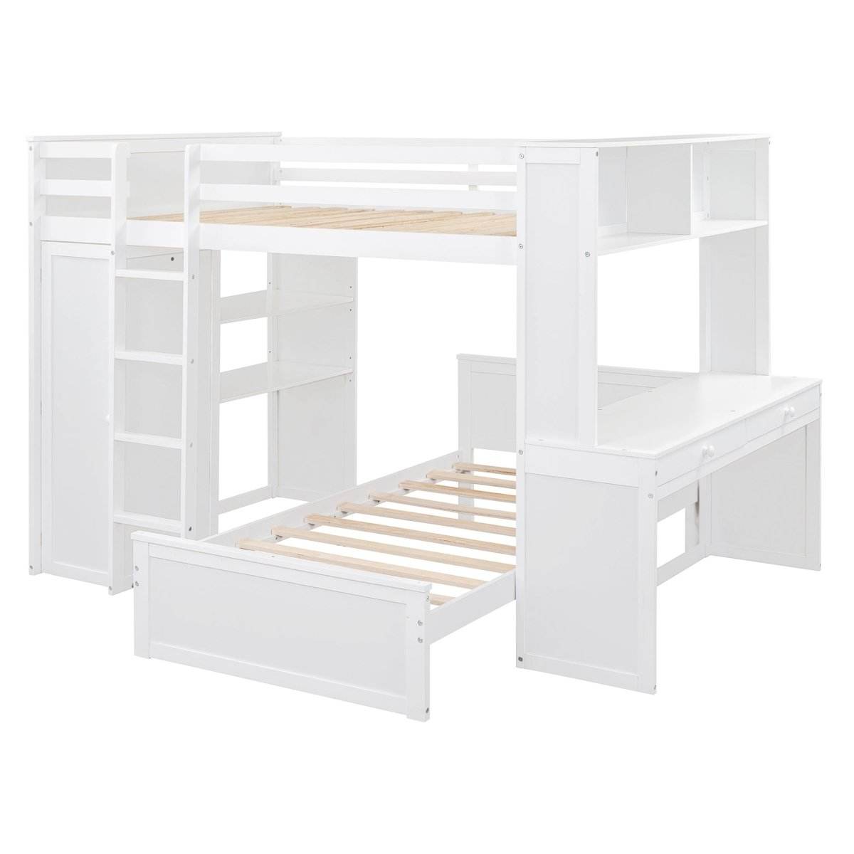 Full Over Twin Solid Wood Loft Bed With Desk - Sleep Galleria