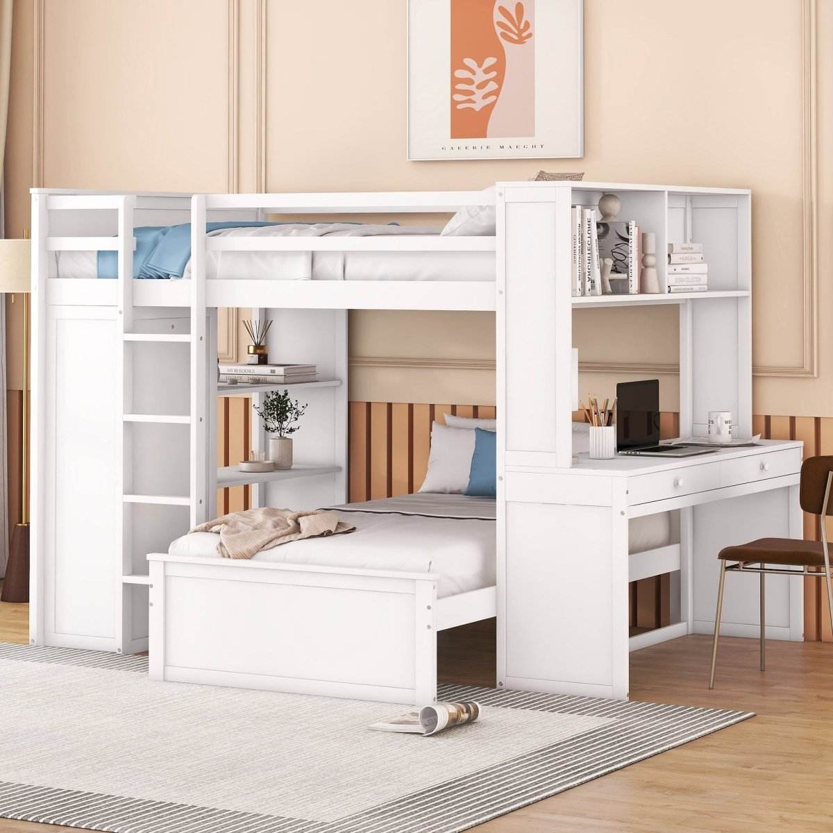 Full Over Twin Solid Wood Loft Bed With Desk - Sleep Galleria