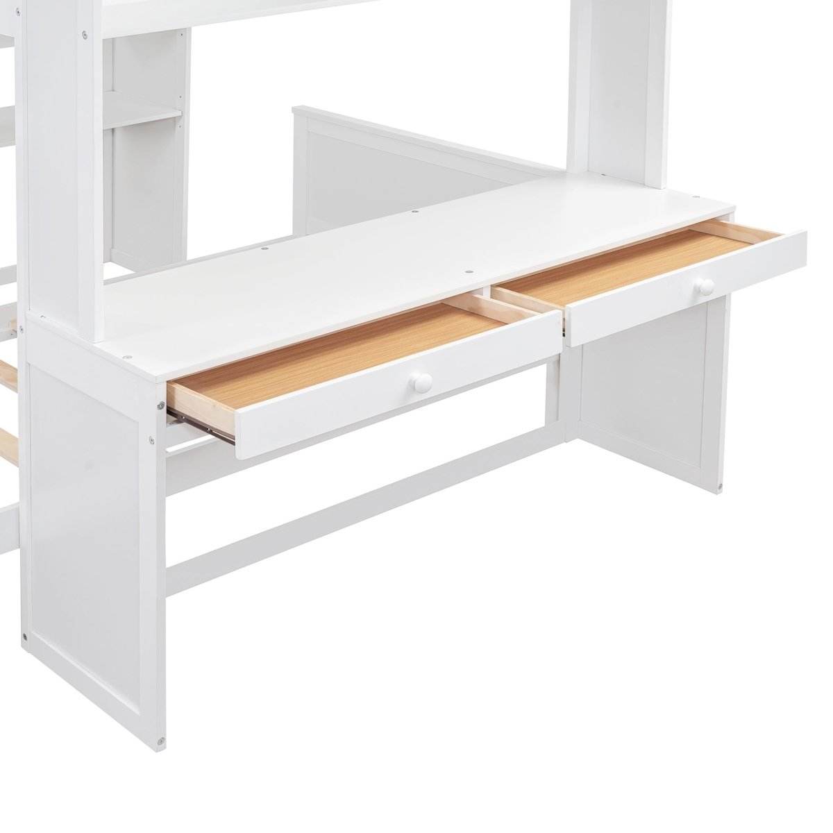 Full Over Twin Solid Wood Loft Bed With Desk - Sleep Galleria