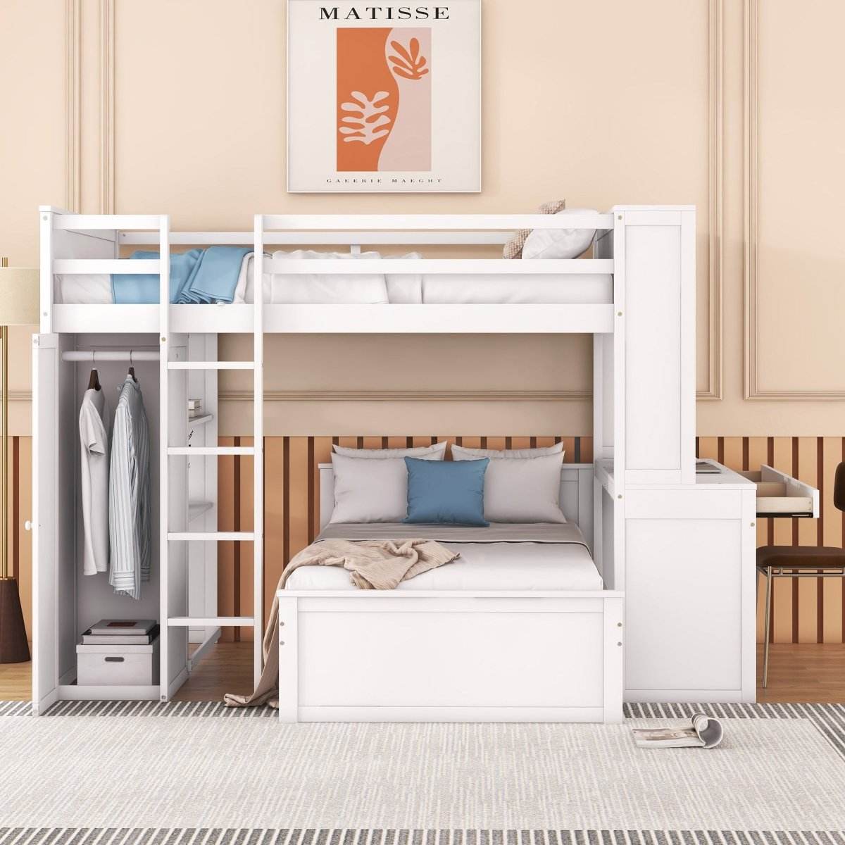Full Over Twin Solid Wood Loft Bed With Desk - Sleep Galleria