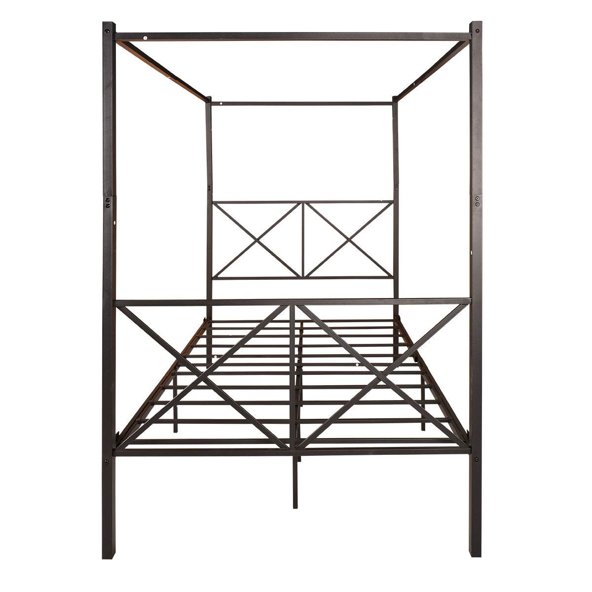 Full Size Black Metal Platform Bed Frame With Storage - Driftwood - Omega Lifestyles