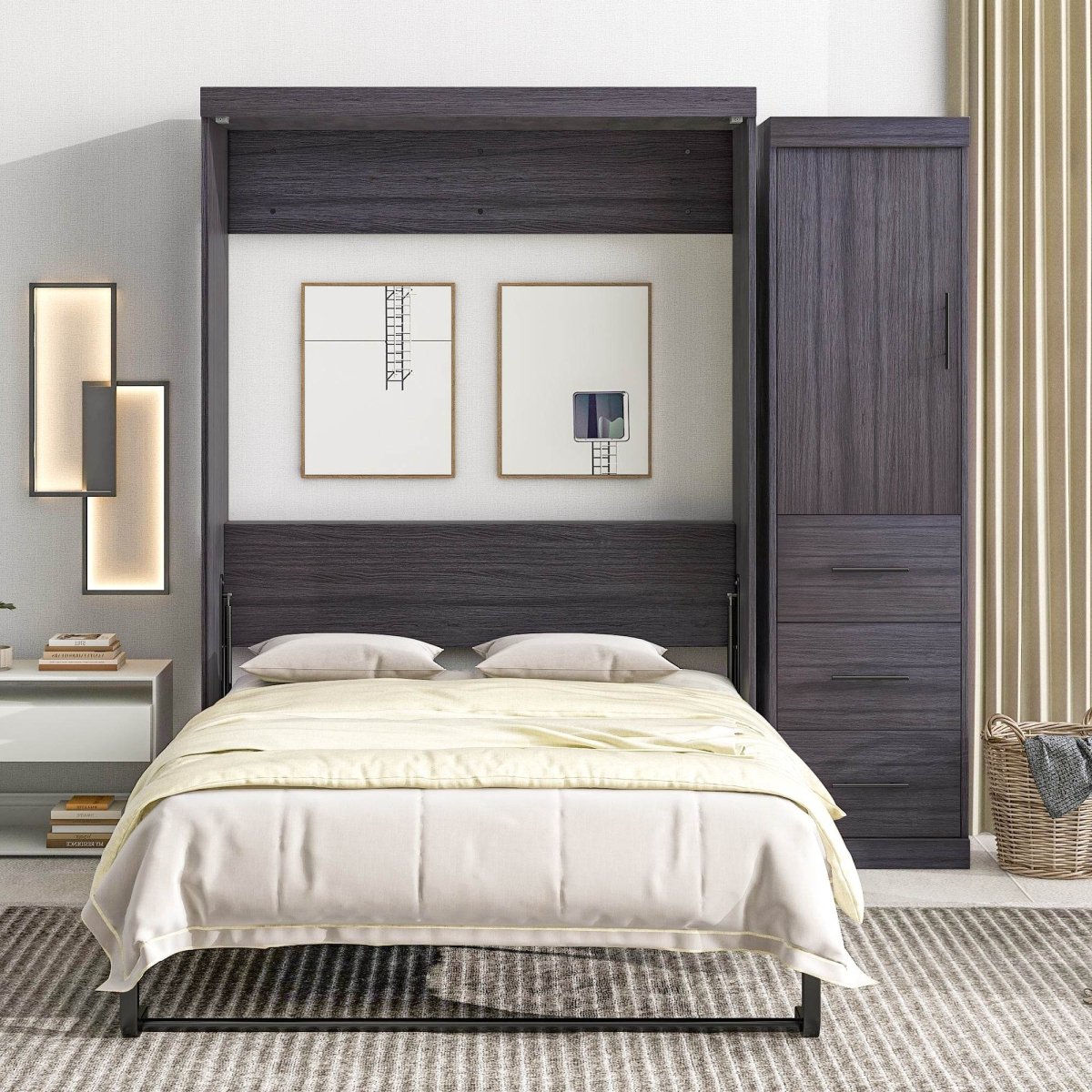 Full Size Folding Murphy Bed With Wardrobe Drawers - Sleep Galleria