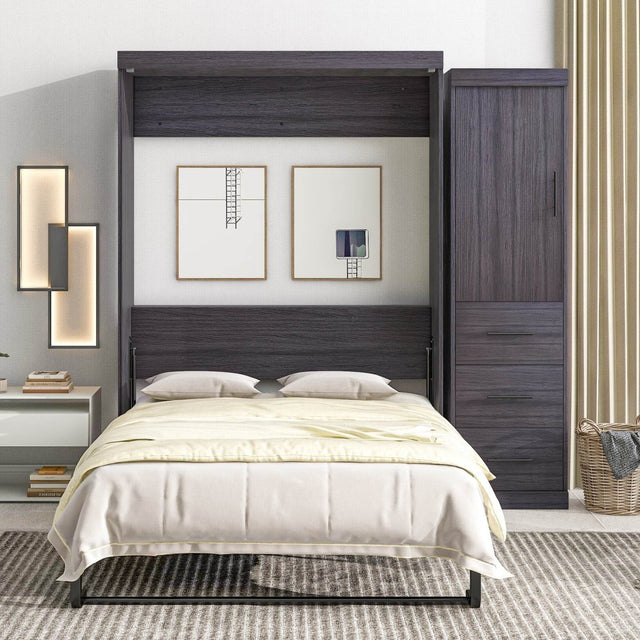 Full Size Folding Murphy Bed With Wardrobe Drawers - Omega Lifestyles