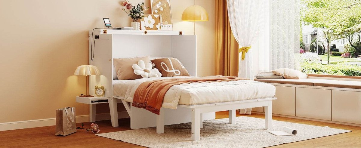 Full Size Murphy Bed With USB Port And Shelves - Sleep Galleria