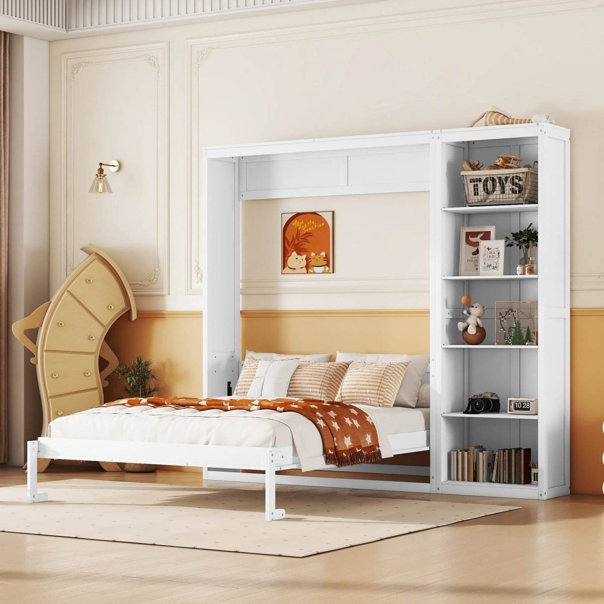 Full Size White Solid Wood Murphy Bed Wall Cabinet - Sleep Galleria