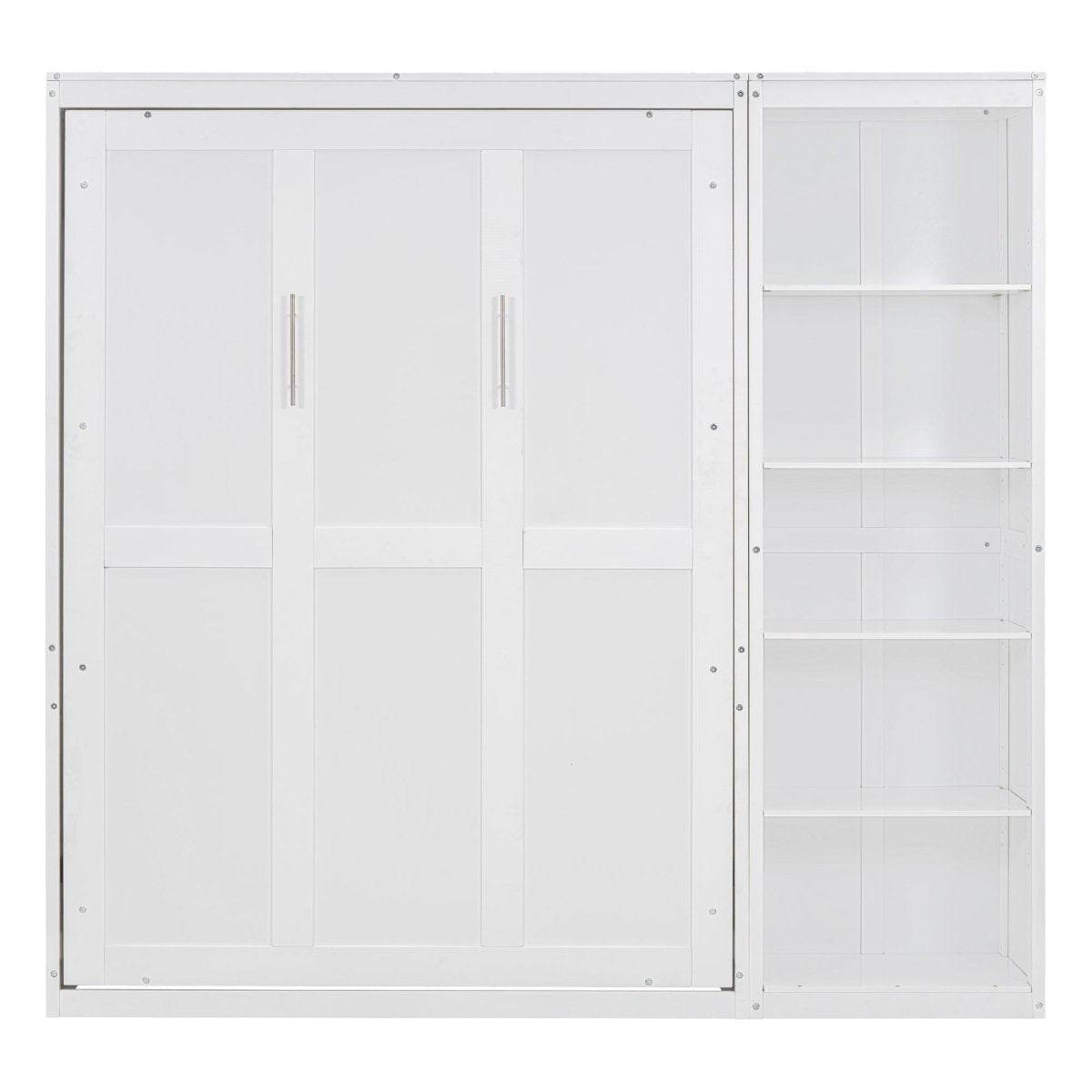 Full Size White Solid Wood Murphy Bed Wall Cabinet - Sleep Galleria