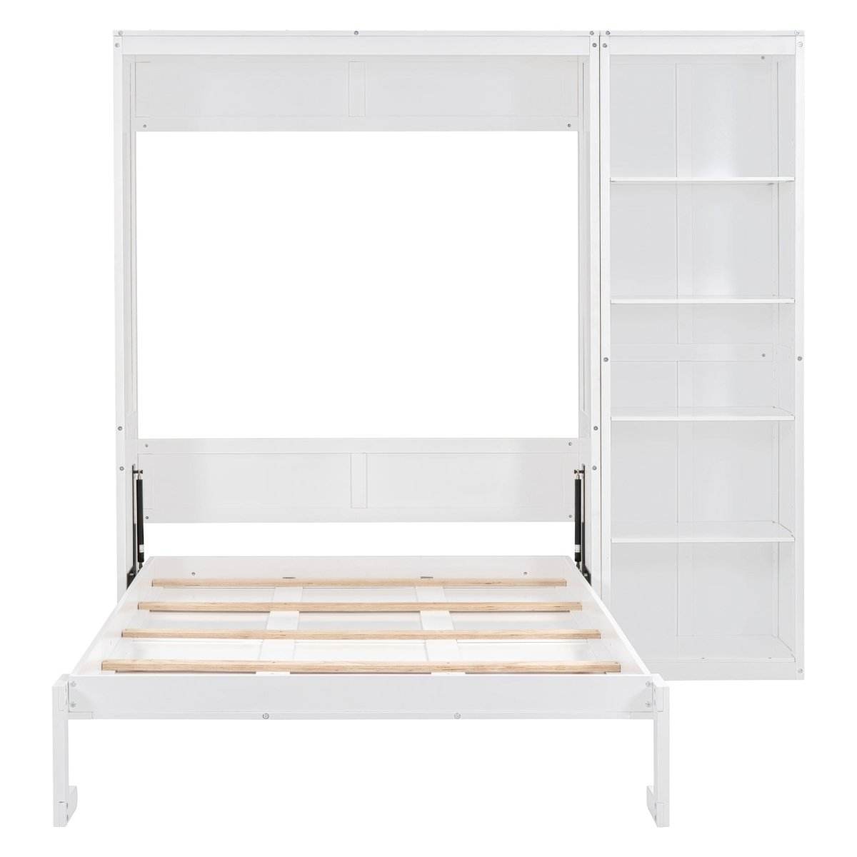 Full Size White Solid Wood Murphy Bed Wall Cabinet - Sleep Galleria