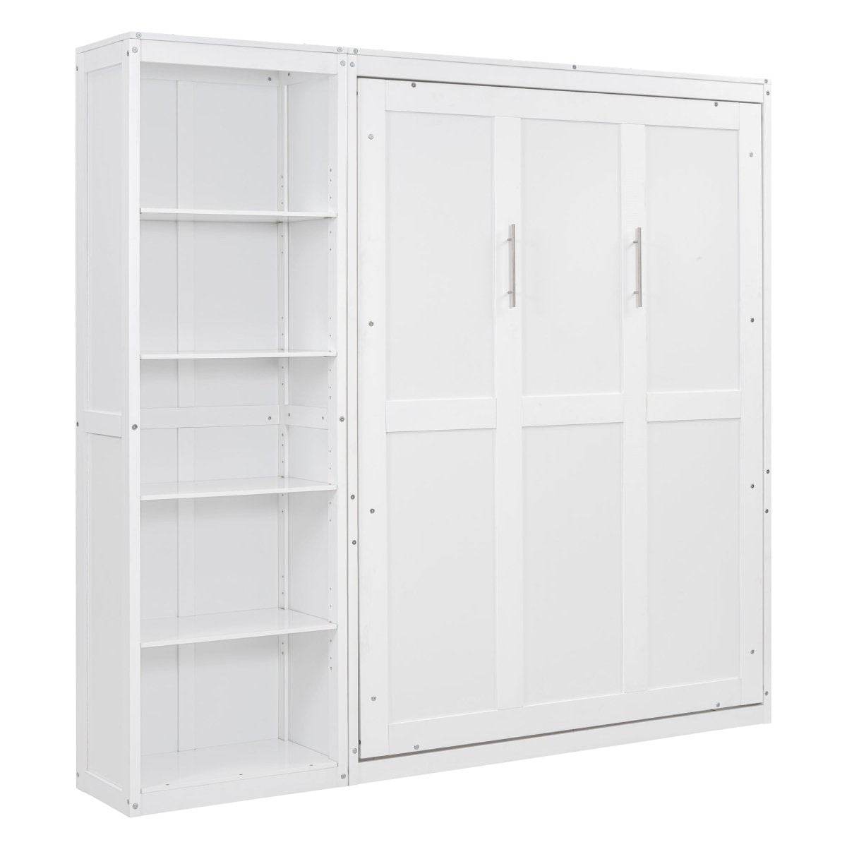 Full Size White Solid Wood Murphy Bed Wall Cabinet - Sleep Galleria
