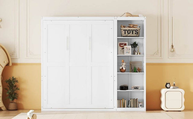 Full Size White Solid Wood Murphy Bed Wall Cabinet - Omega Lifestyles