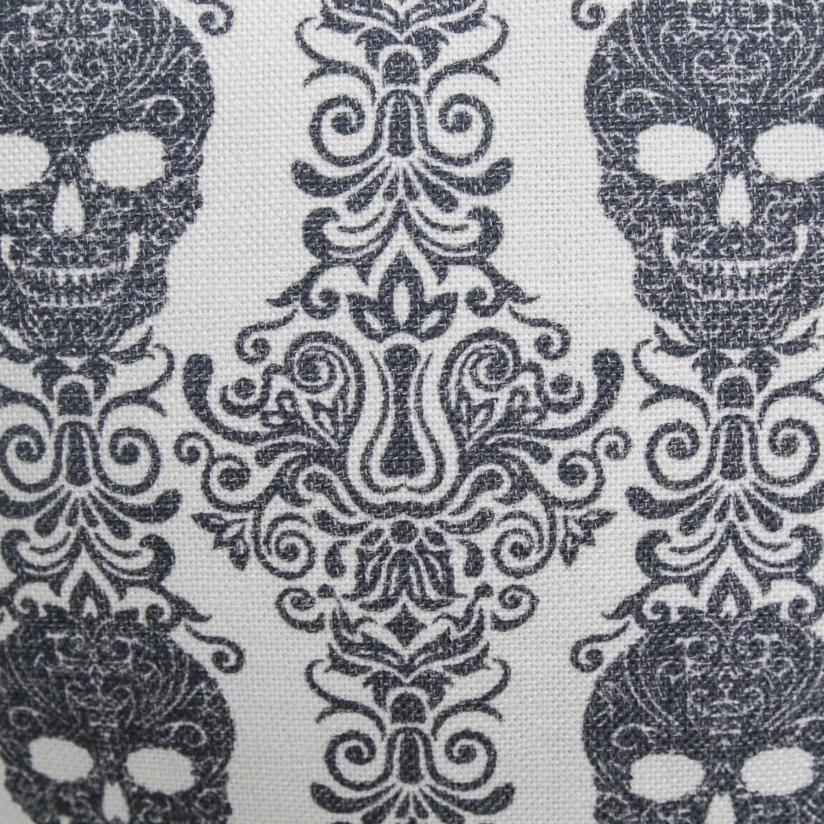 Gothic Damask Skull Cotton Linen Throw Pillow 20x20 Inch - Driftwood - Omega Lifestyles