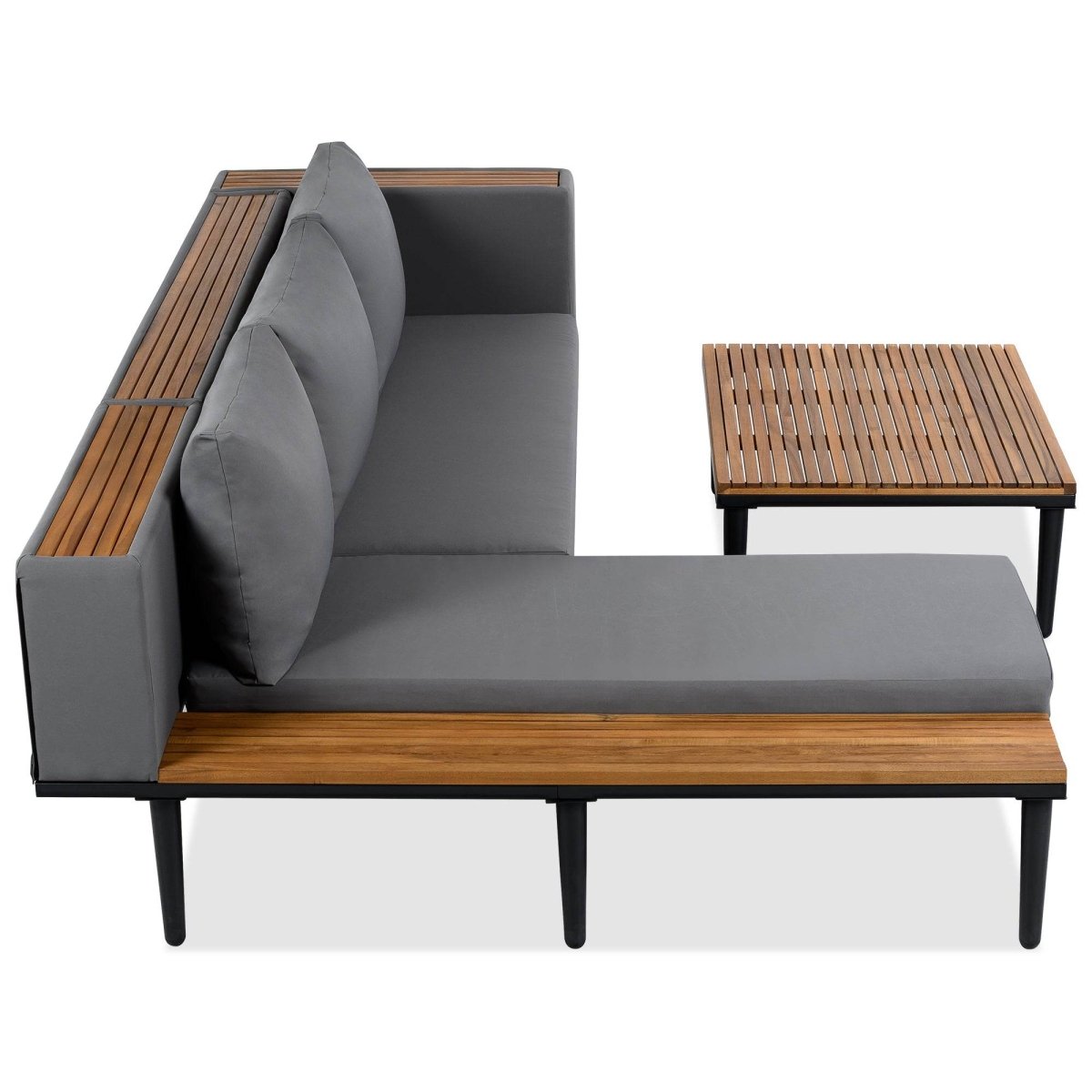 Gray Acacia Wood Outdoor Furniture Patio Sofa Set - Sleep Galleria