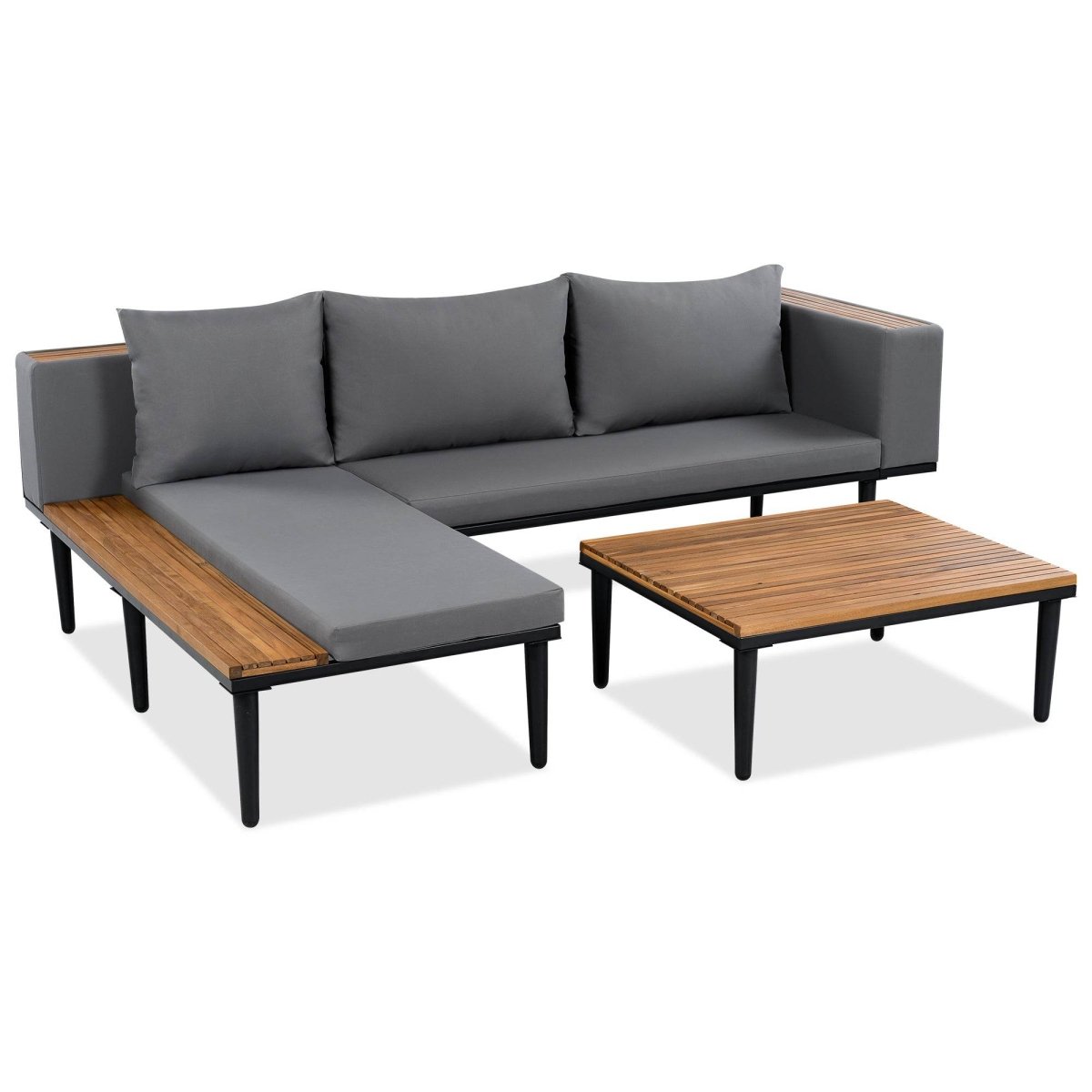 Gray Acacia Wood Outdoor Furniture Patio Sofa Set - Sleep Galleria