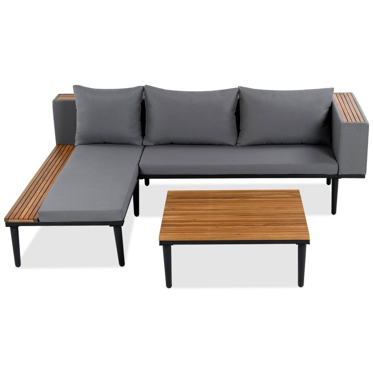 Gray Acacia Wood Outdoor Furniture Patio Sofa Set - Sleep Galleria
