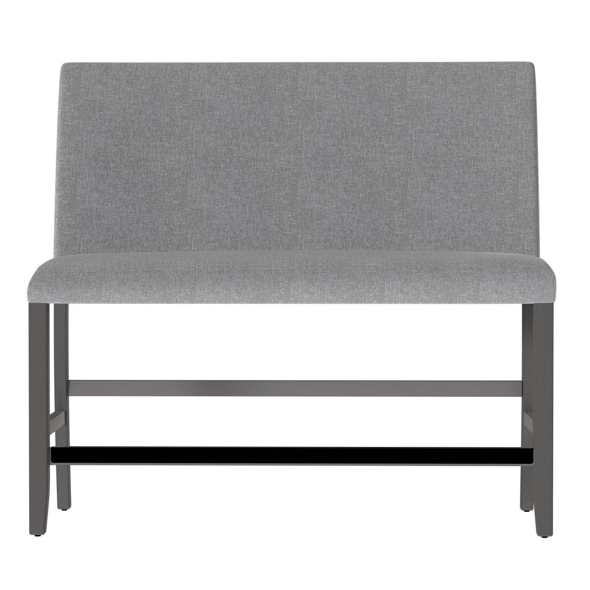 Gray Upholstered Engineered Wood Transitional Bench With Back - Driftwood - Omega Lifestyles