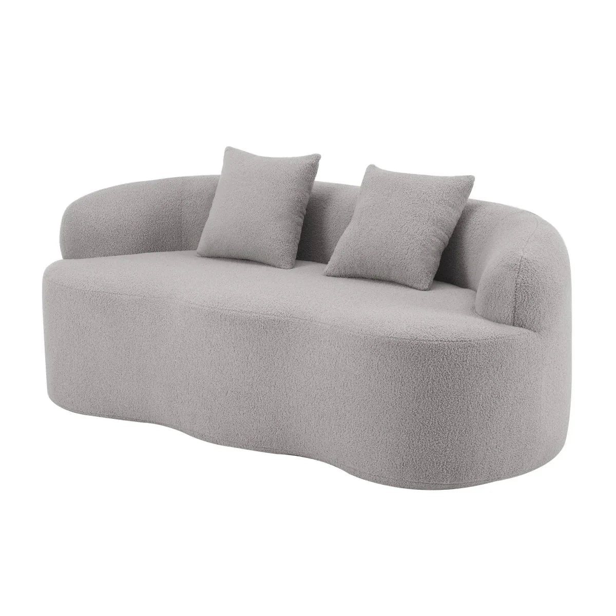 Grey Curved Soft Foam Spring Loveseat With Pillows - Omega Lifestyles