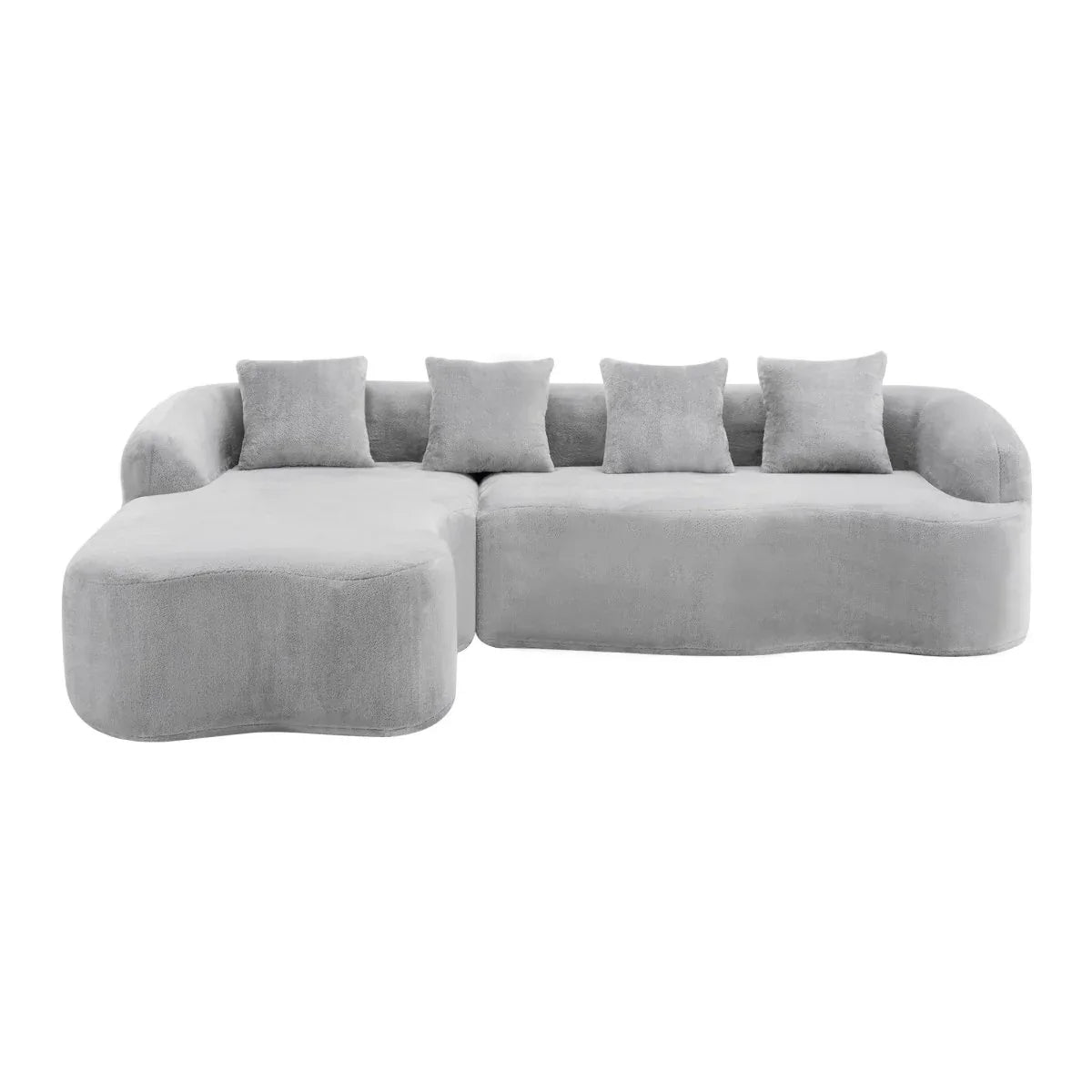 Grey Modular L-Shape Sectional Sofa With Curved Chaise - Omega Lifestyles
