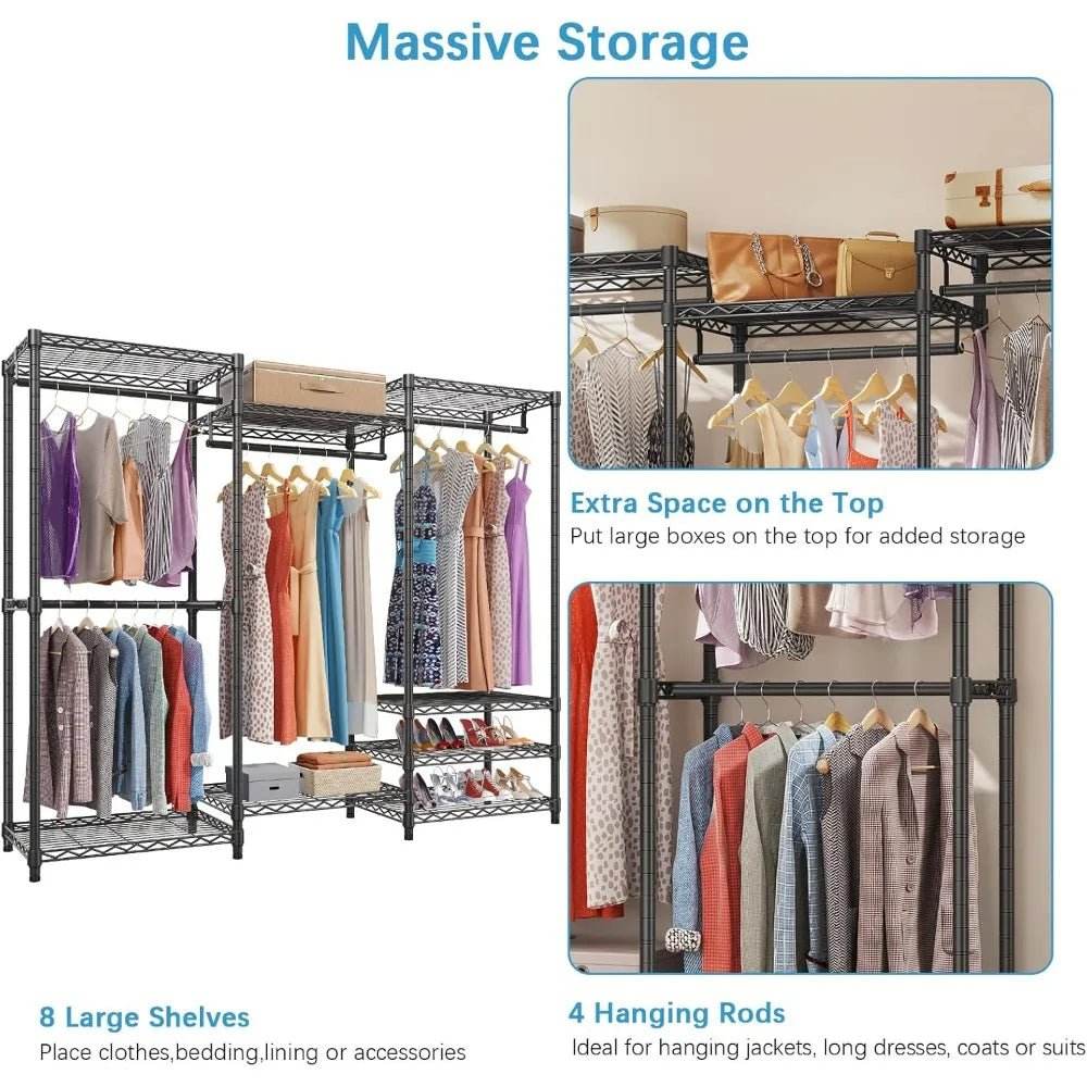Heavy Duty Covered Metal Clothing Rack With Cover - Sleep Galleria