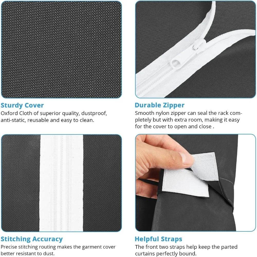 Heavy Duty Covered Metal Clothing Rack With Cover - Sleep Galleria