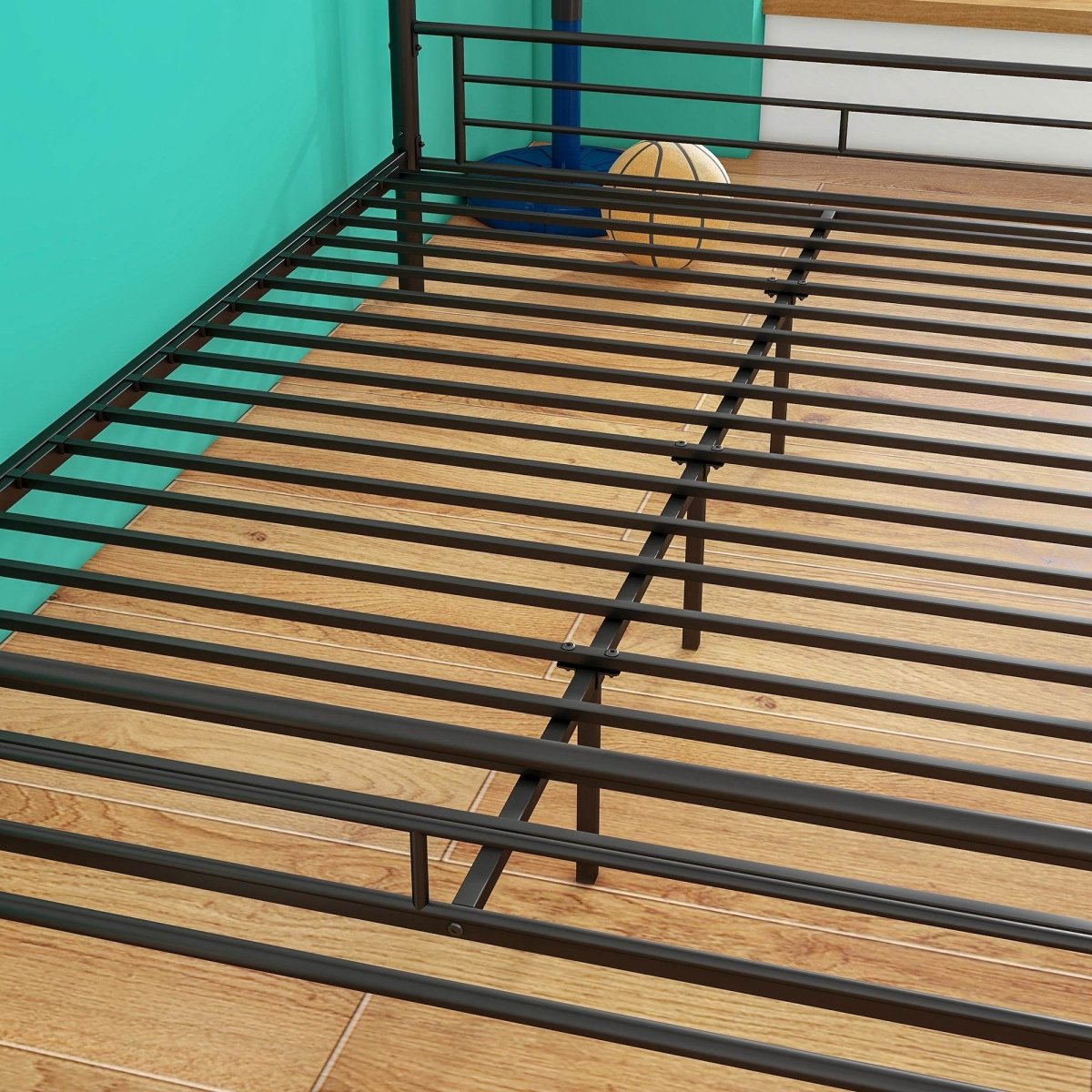 Heavy Duty Full Over Queen Metal Bunk Bed Frame - Driftwood - Omega Lifestyles