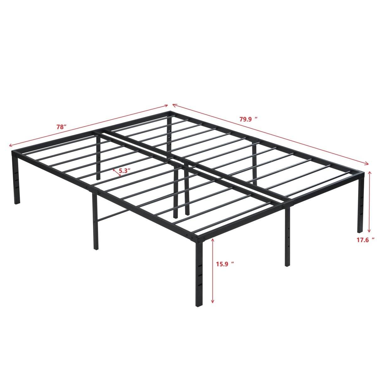 Heavy Duty King Metal Bed Frame With Reinforced Slats - Sleep Galleria