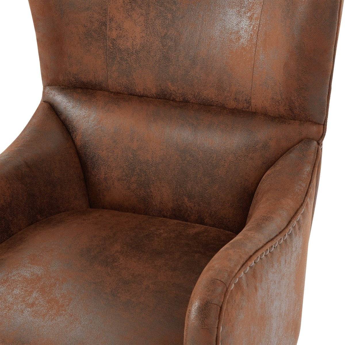 Hi-Back Vintage Distressed Accent Chair With Ottoman - Sleep Galleria