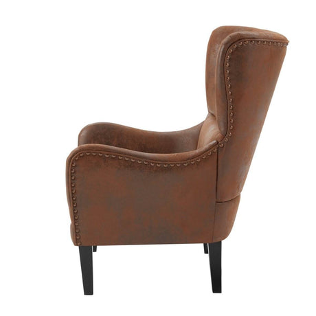 Hi-Back Vintage Distressed Accent Chair With Ottoman - Sleep Galleria