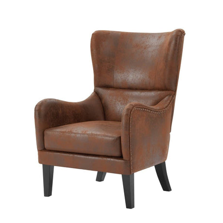 Hi-Back Vintage Distressed Accent Chair With Ottoman - Sleep Galleria
